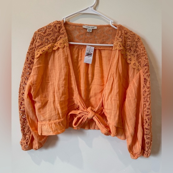 American Eagle Outfitters Tops - American Eagle Outfitters Orange Lace Blouse
